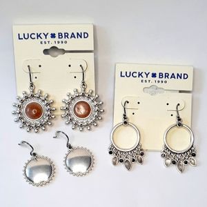 Lucky Brand Boho Silver Dangle Earrings - 3x Pairs - NWOT